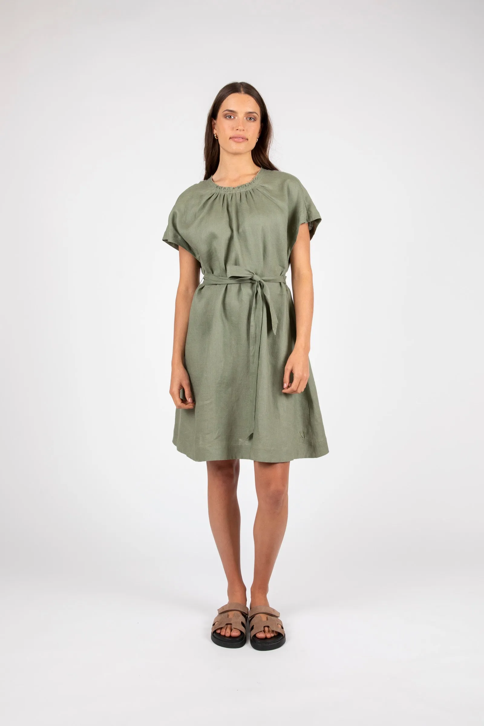 Jet Set Linen Dress - Olive