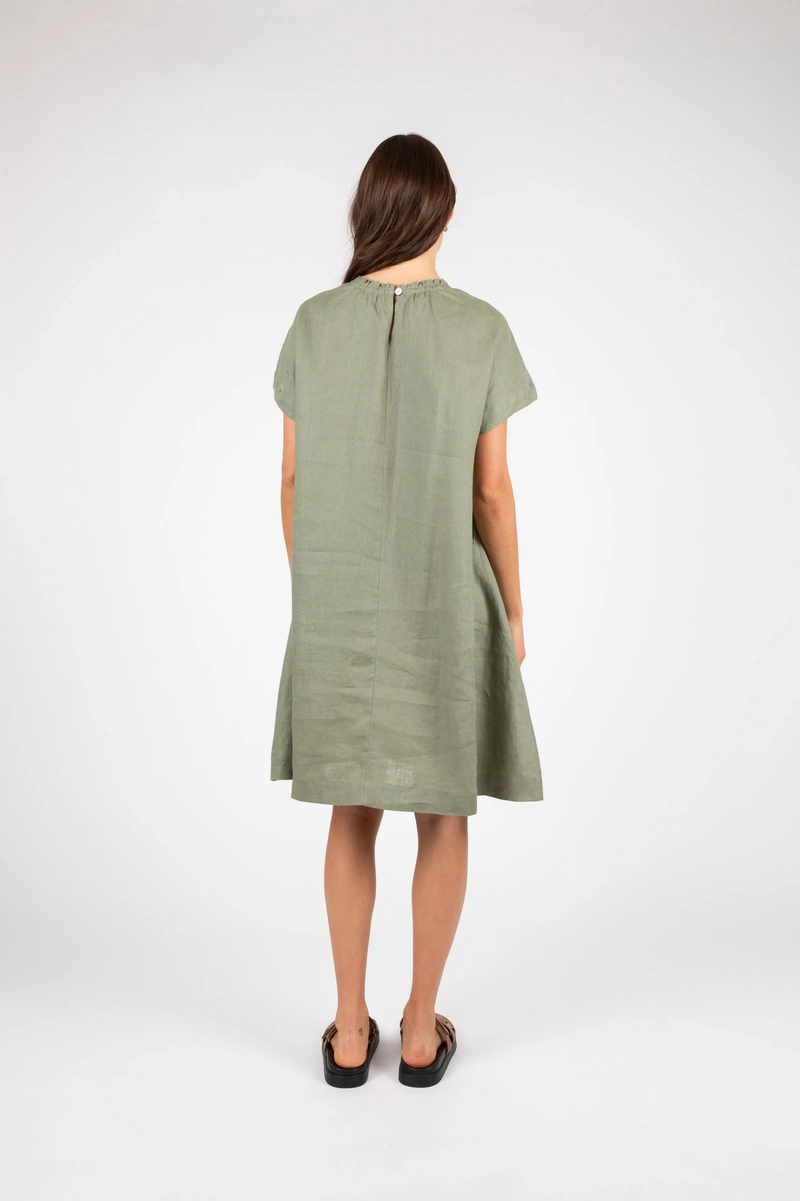 Jet Set Linen Dress - Olive