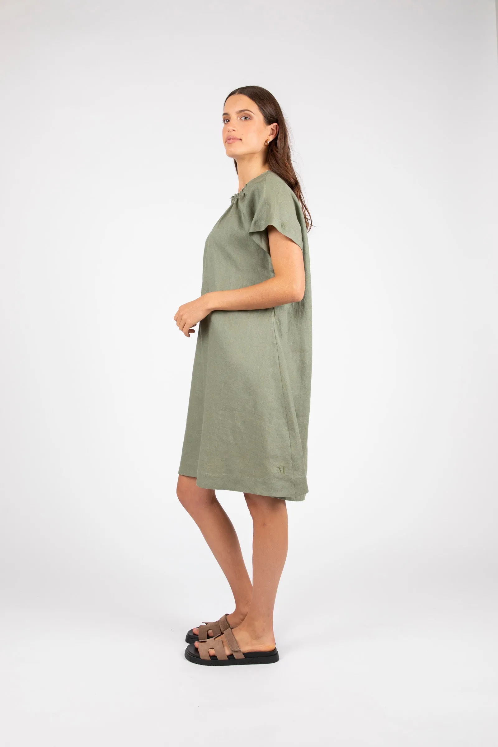 Jet Set Linen Dress - Olive