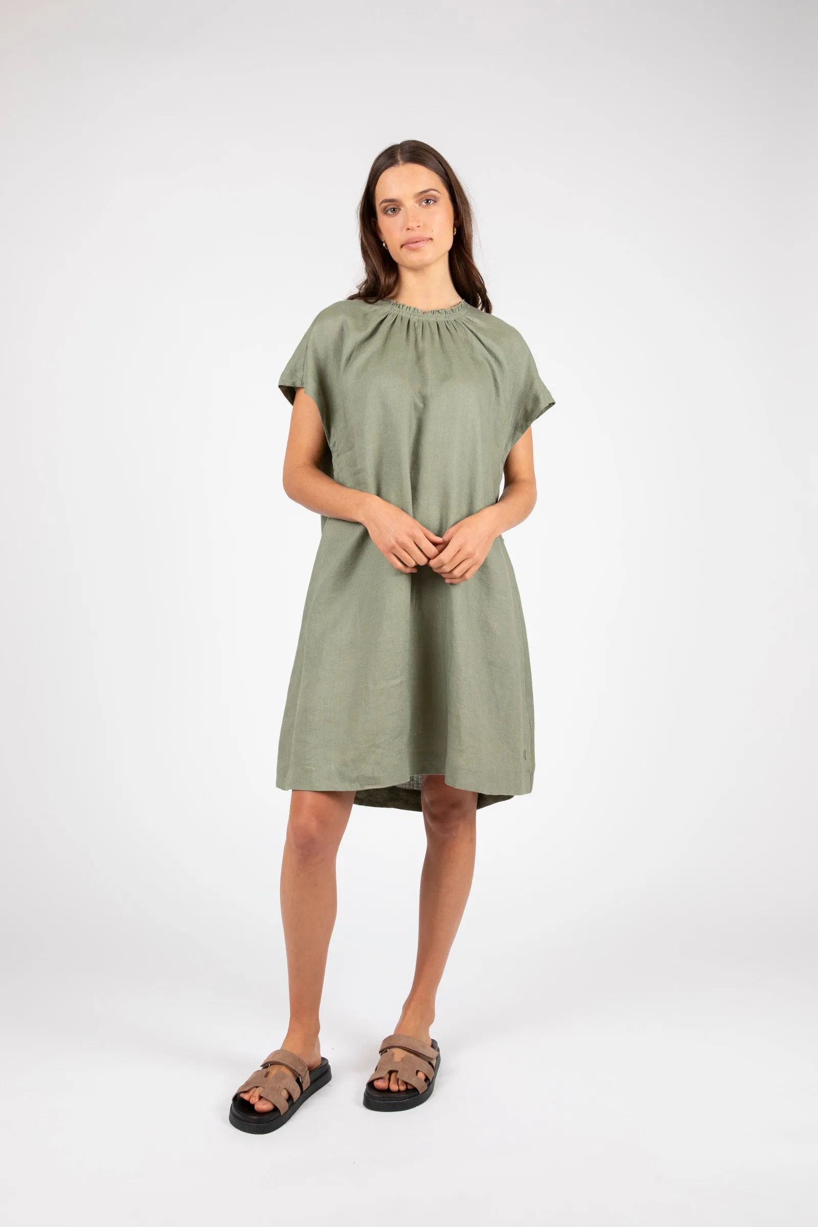 Jet Set Linen Dress - Olive