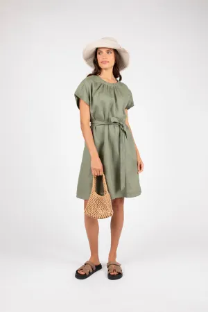 Jet Set Linen Dress - Olive