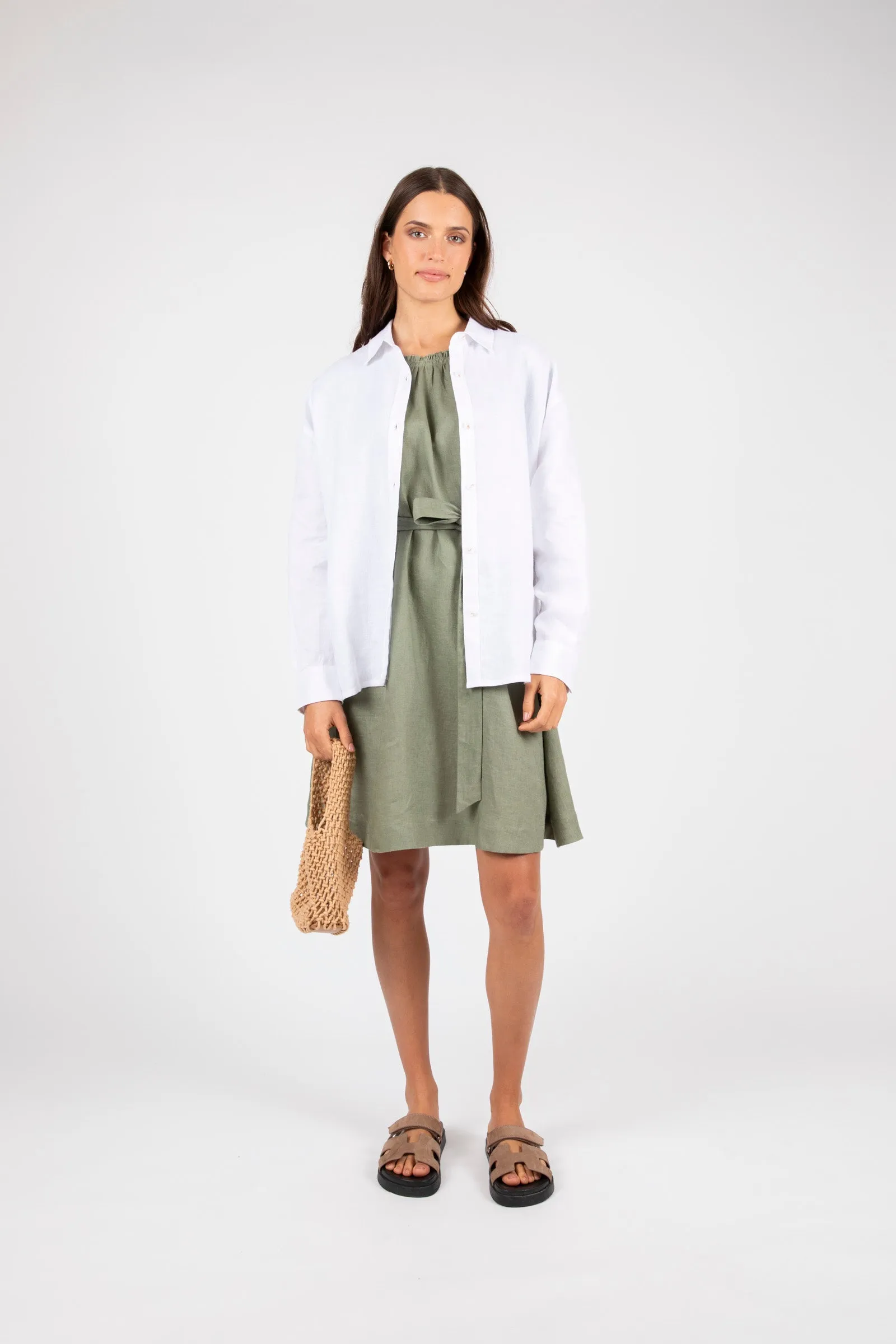 Jet Set Linen Dress - Olive