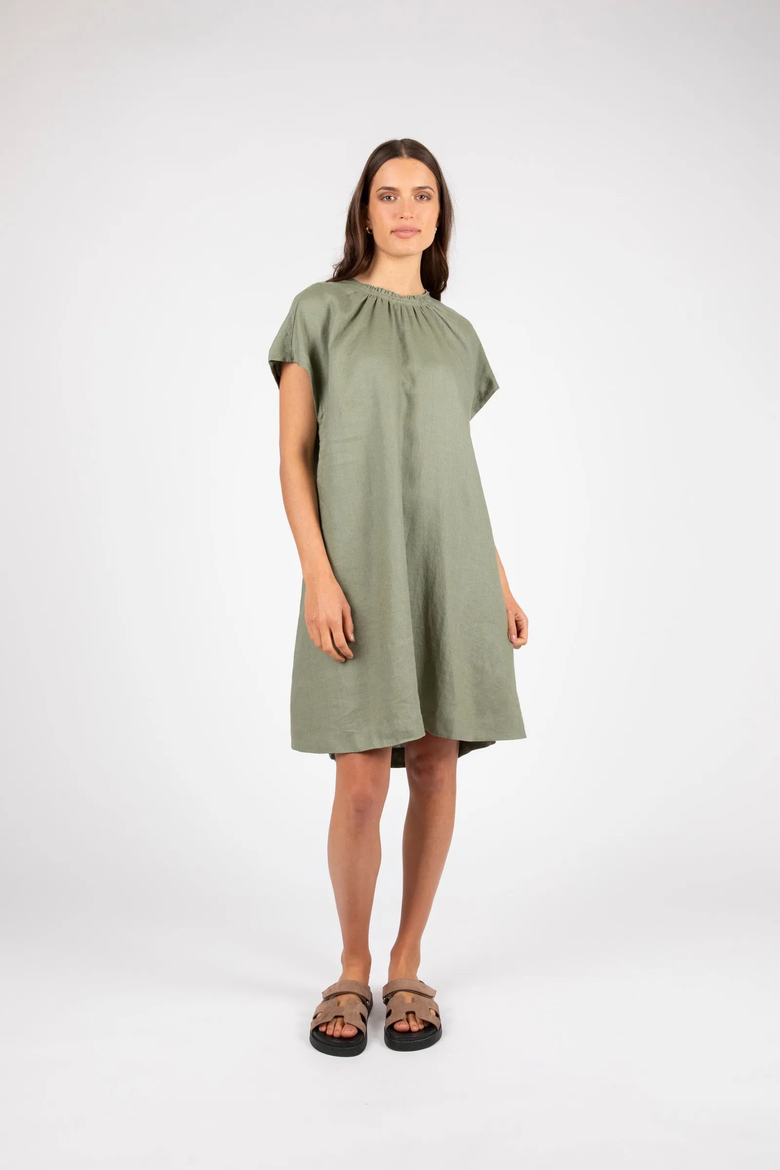 Jet Set Linen Dress - Olive