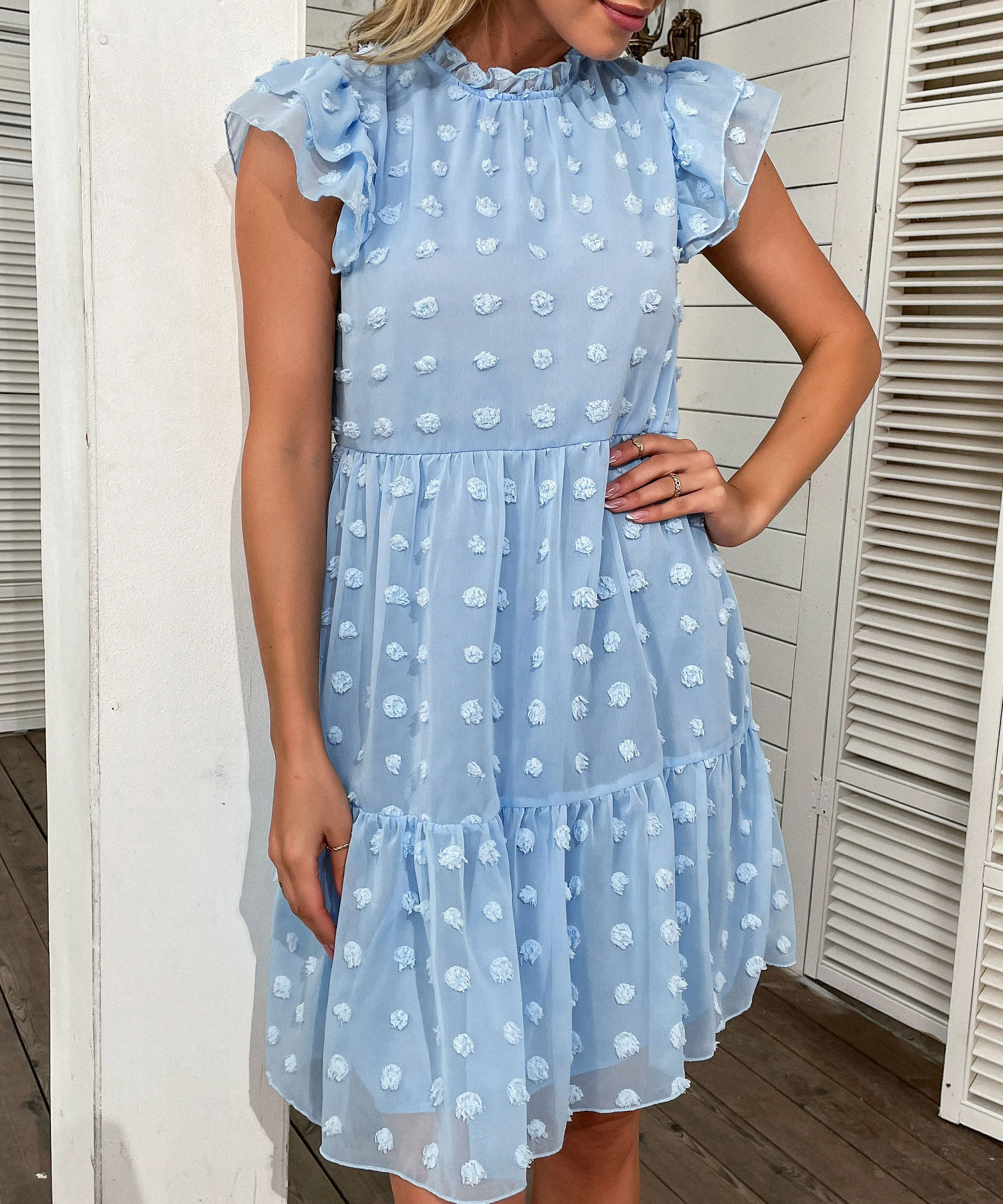 Jimena Swiss Dot Mini Dress - Blue