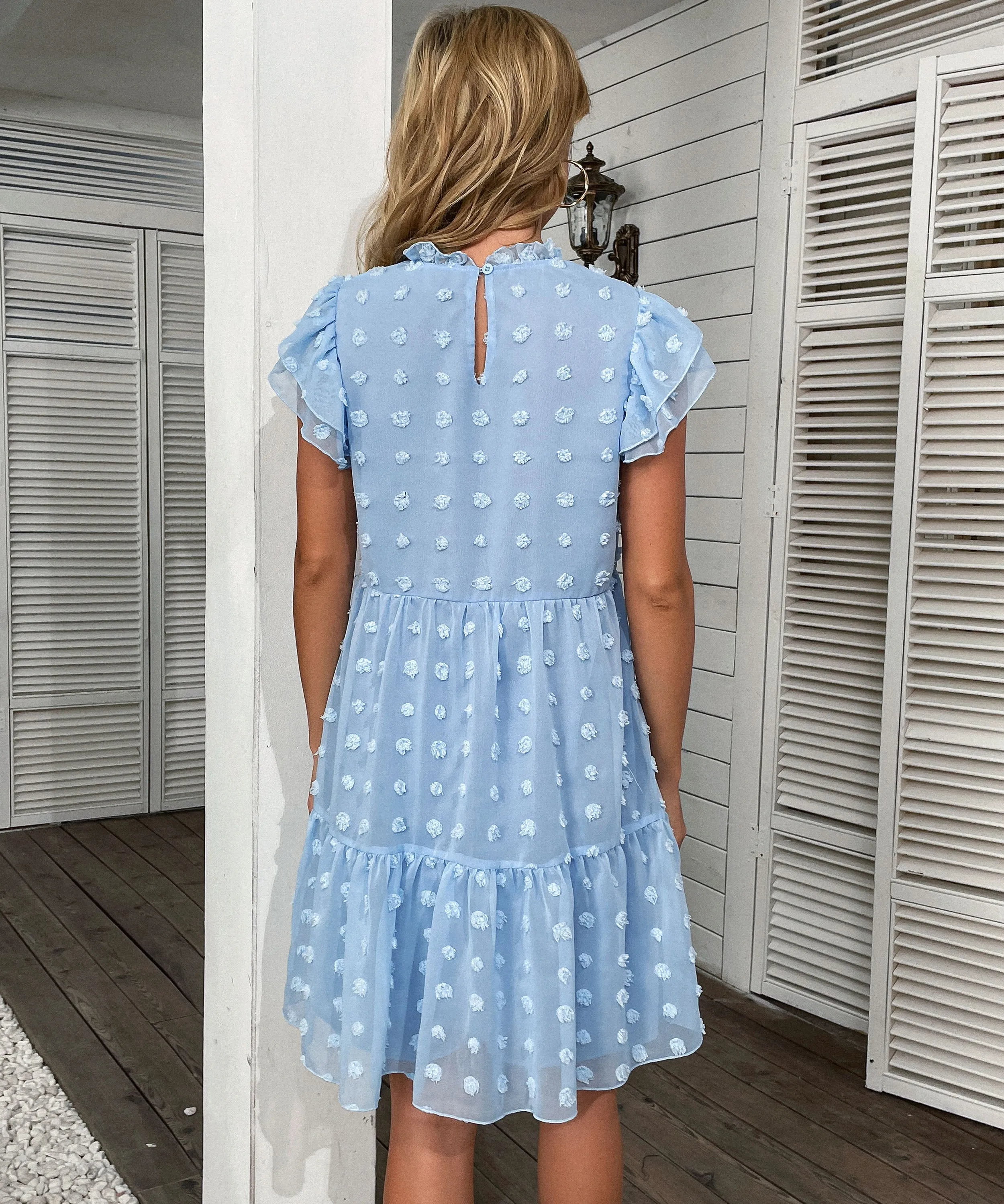 Jimena Swiss Dot Mini Dress - Blue