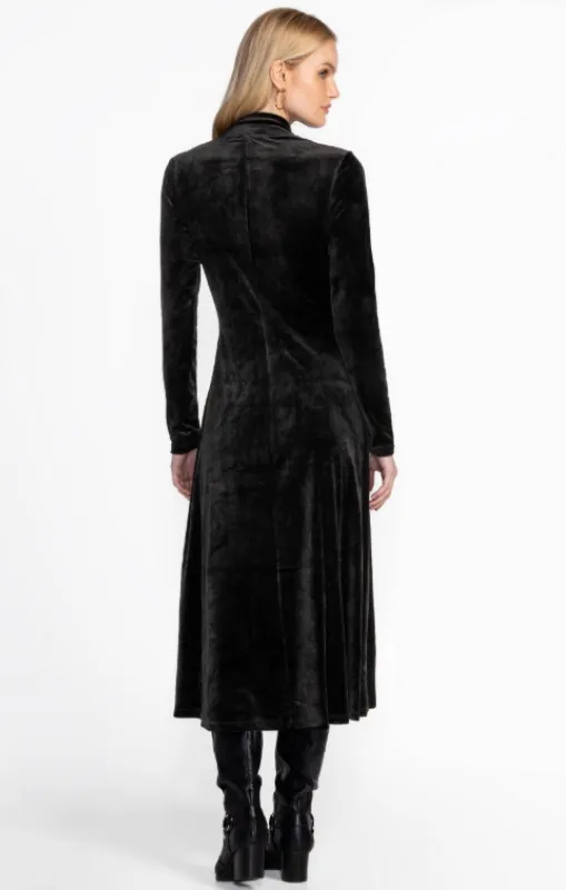 Johnny Was - Stretch Velvet Mock Neck Dress - Lenon - Black