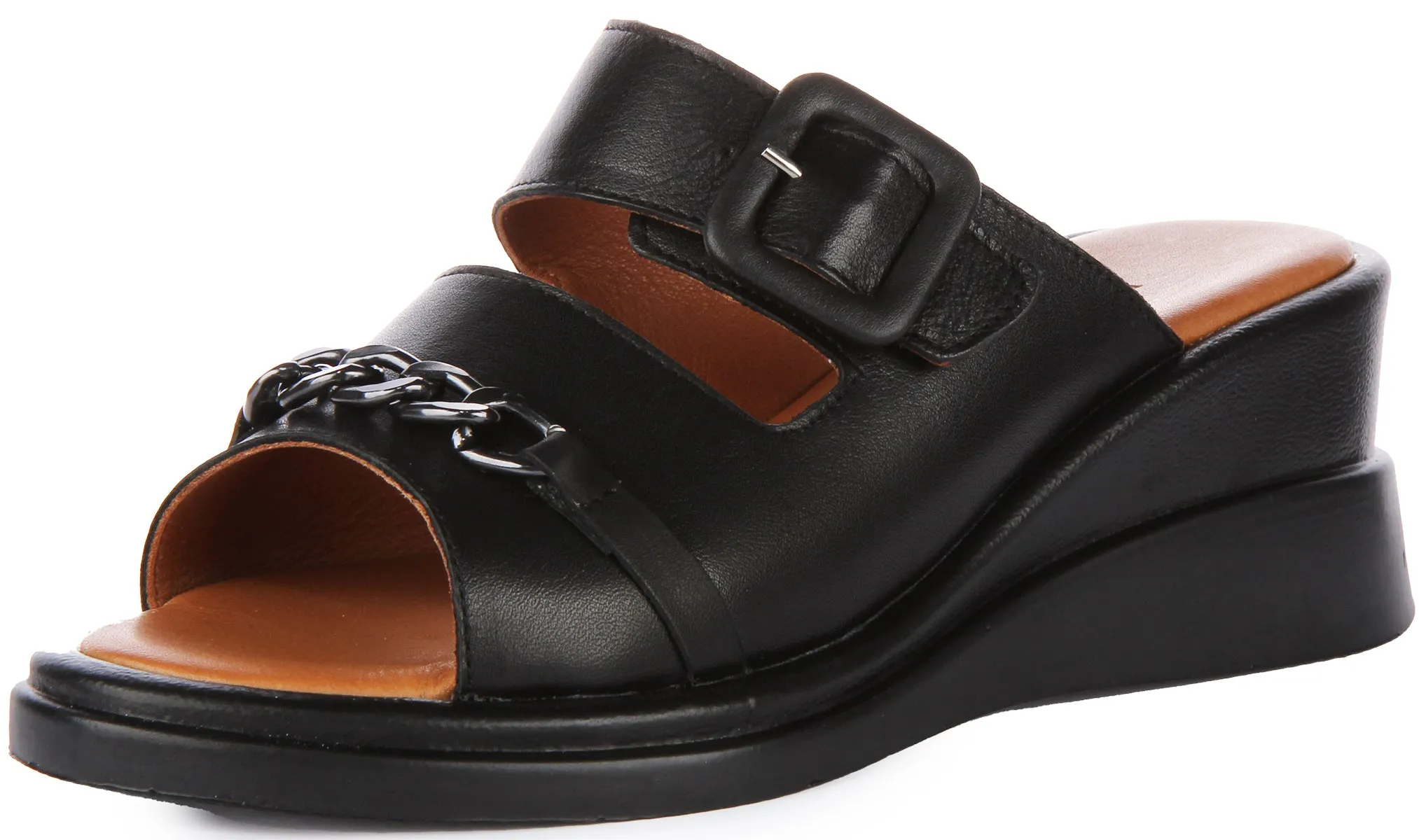 Justinreess England Sami Wedge Sandal In Black For Women | Secret Sale