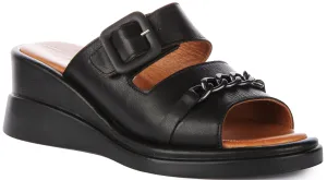Justinreess England Sami Wedge Sandal In Black For Women | Secret Sale