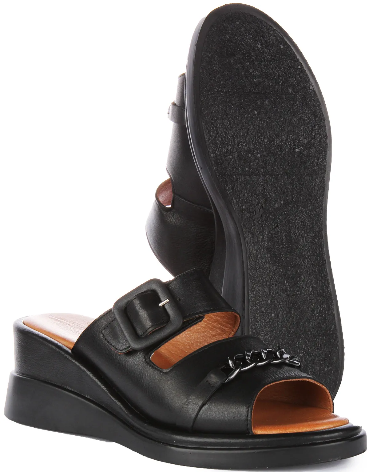 Justinreess England Sami Wedge Sandal In Black For Women | Secret Sale