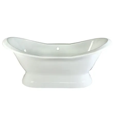 Kingston Brass VCTND723130 72 inches Cast Iron Double Slipper Pedestal Bathtub without Faucet Drillings, White