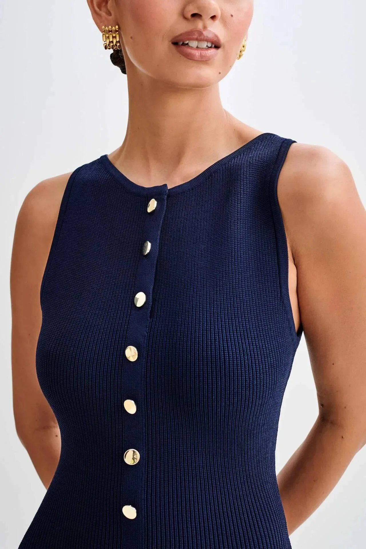 Knitted Button up Midi Dress