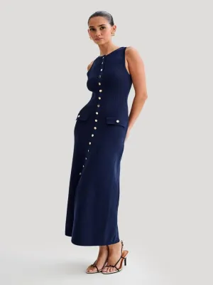 Knitted Button up Midi Dress