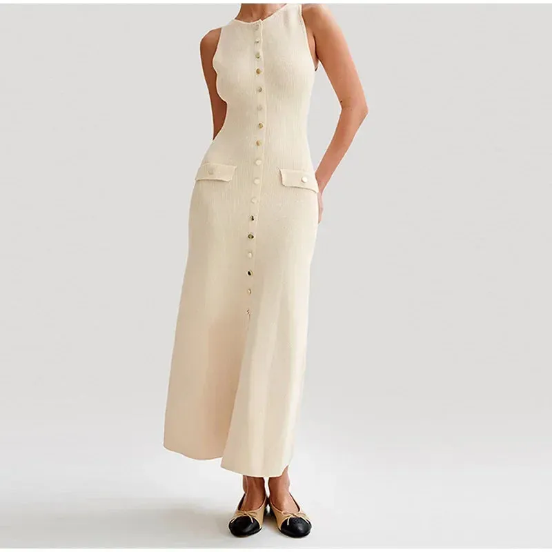 Knitted Button up Midi Dress