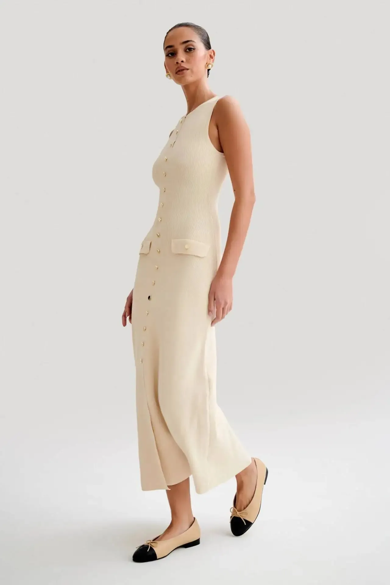 Knitted Button up Midi Dress