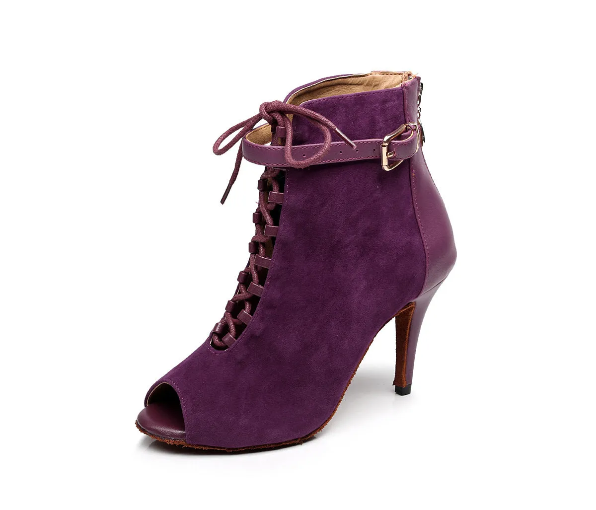 Lace Up Peep Toe Mid Heels