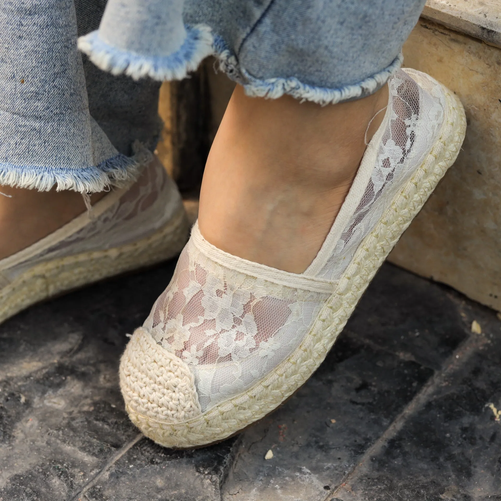 Lace Whisper Slipons