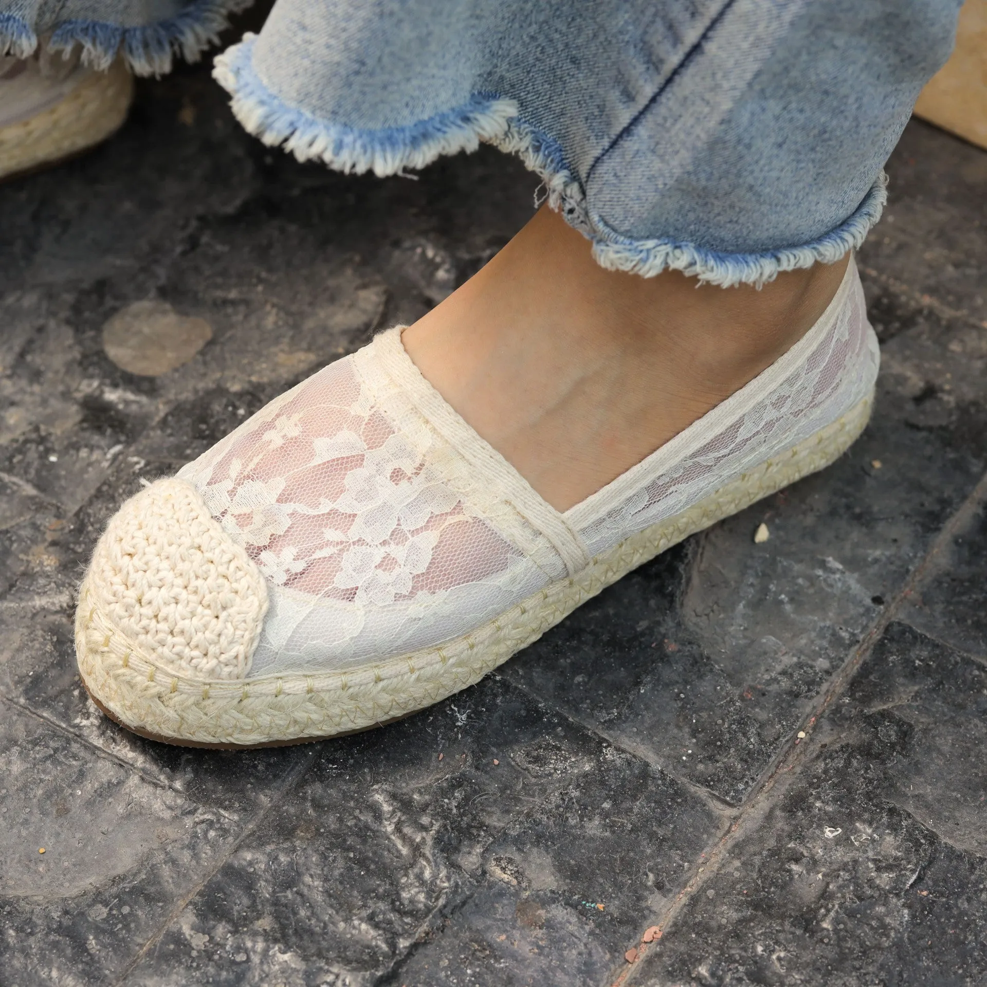 Lace Whisper Slipons