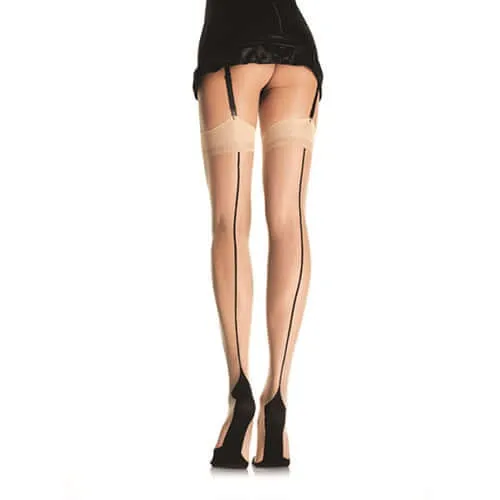 Leg Avenue Contrast Backseam Stockings - One Size - Nude