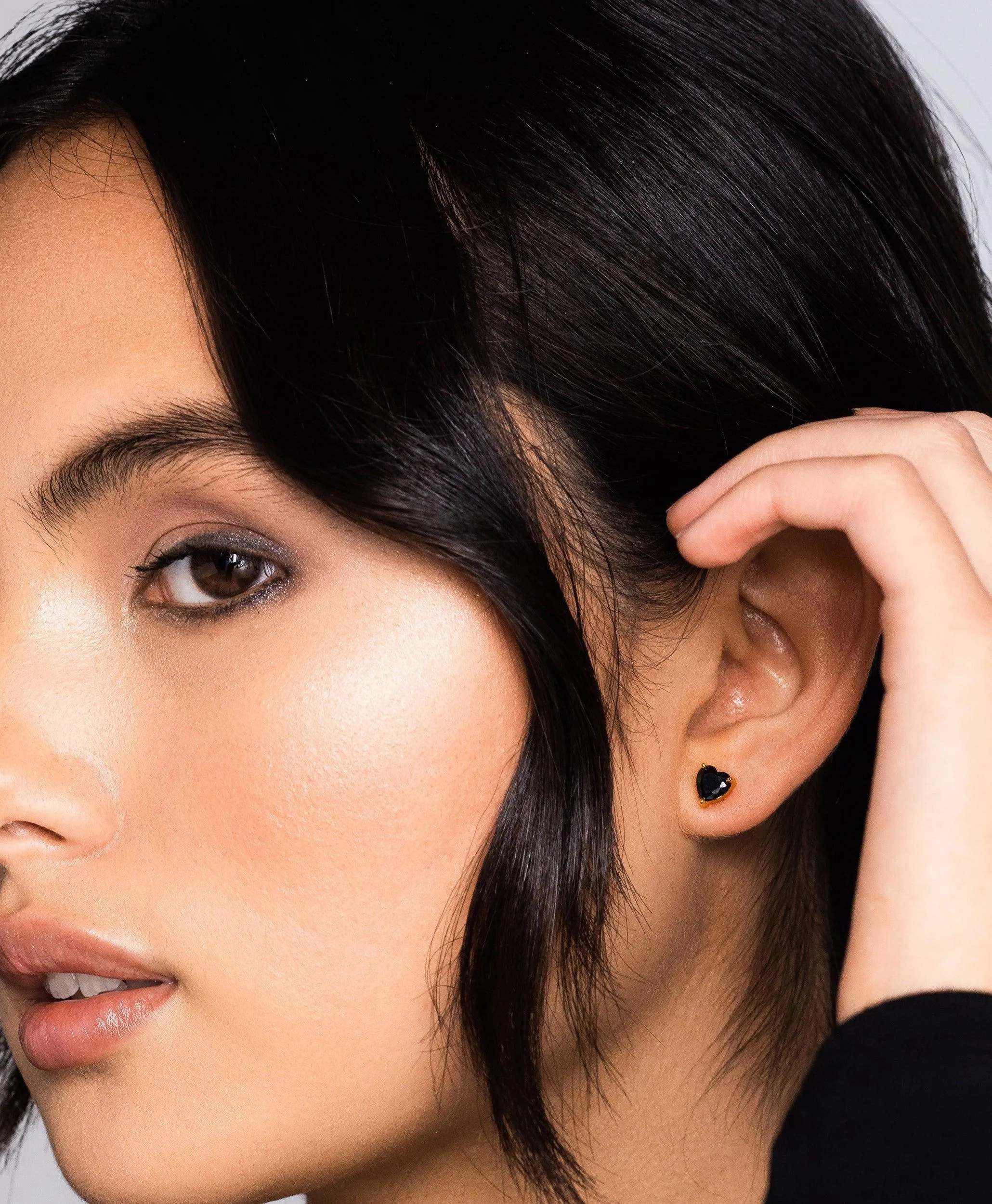 Luv Earrings Black 18ct Gold Plated