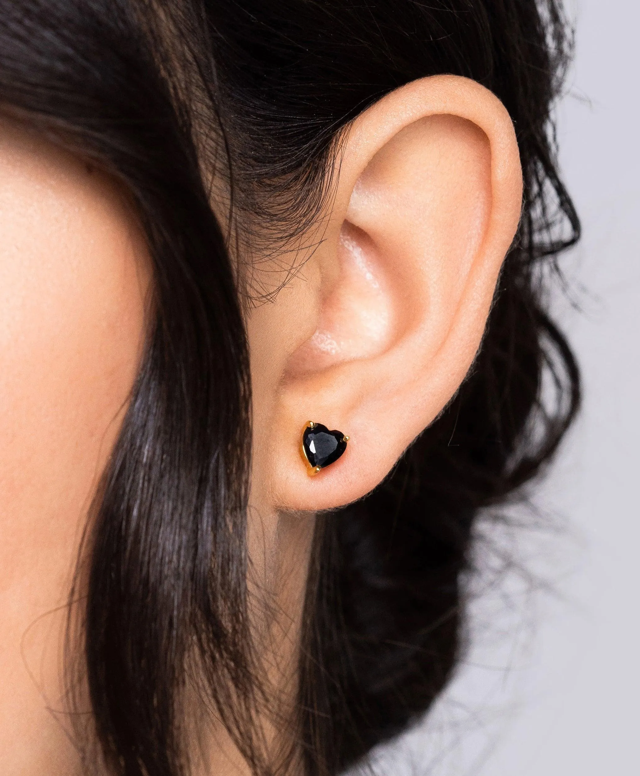 Luv Earrings Black 18ct Gold Plated