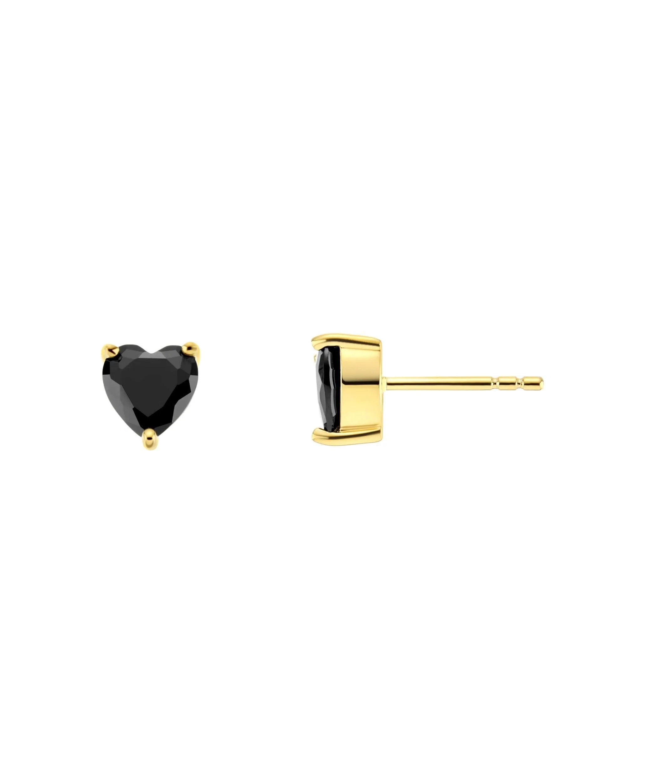 Luv Earrings Black 18ct Gold Plated