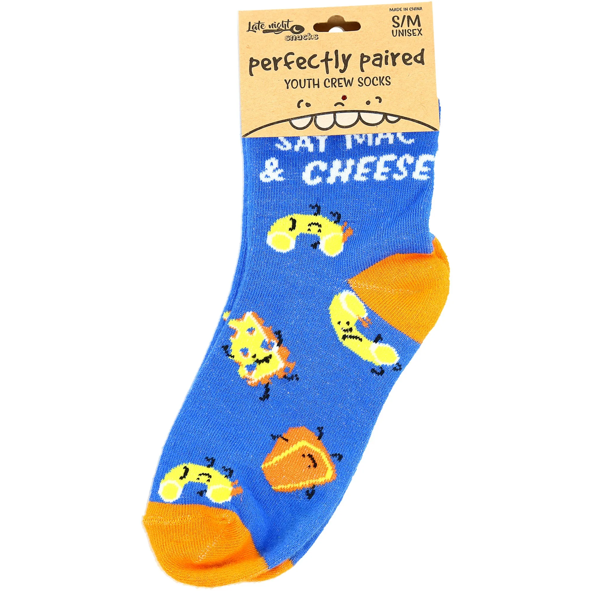 Mac n' Cheese M/L Youth Cotton Blend Crew Socks