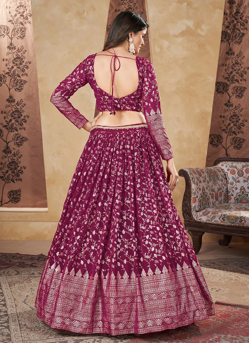 Magenta Multi Embroidery Wedding Lehenga Choli