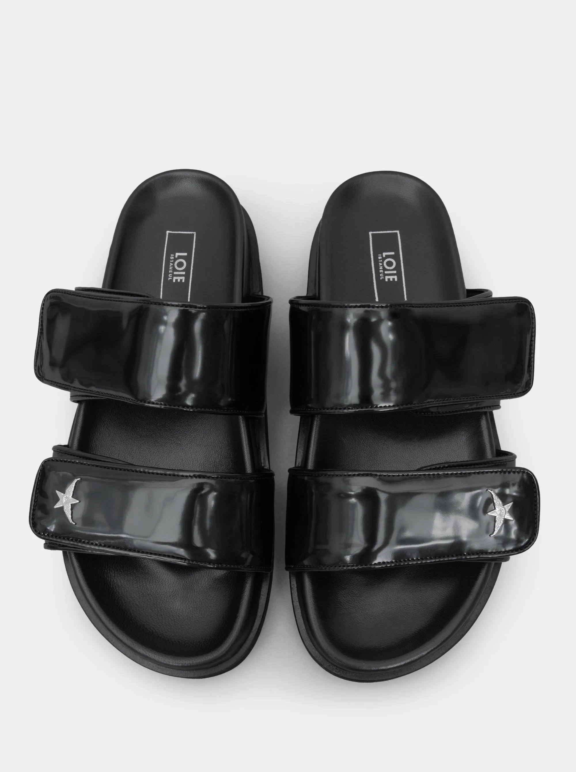 MASTER BLACK PATENT SLIPPERS