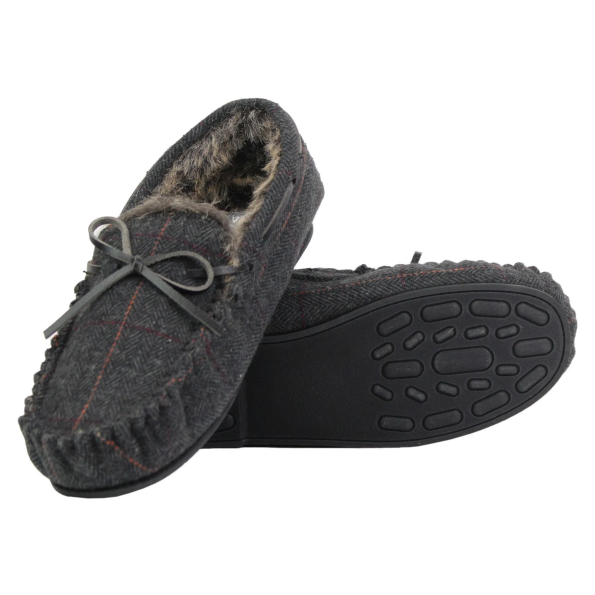 Mens Moccasin Slippers with Memory Foam