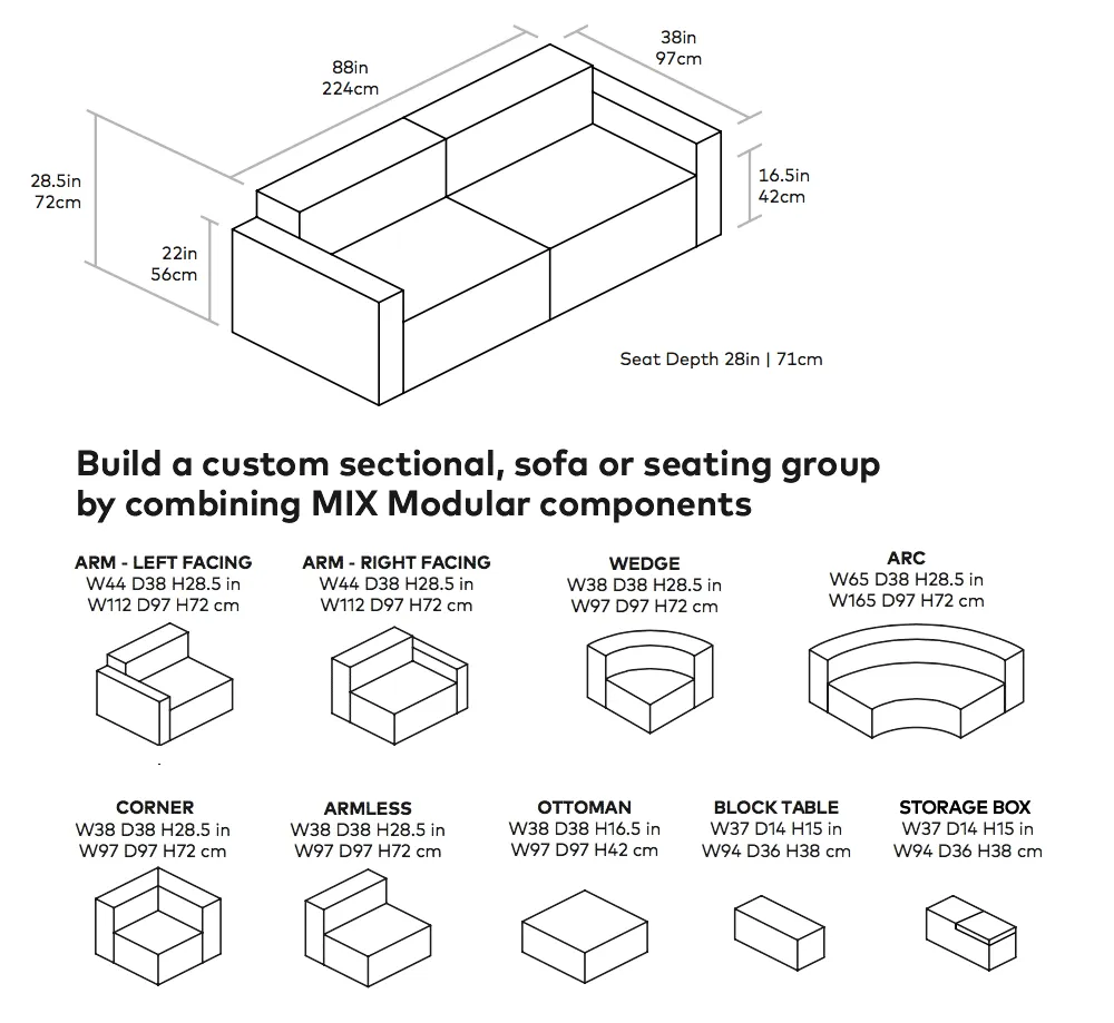 Mix Modular 2-PC Sofa