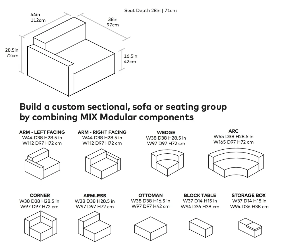 Mix Modular Left Arm Chair