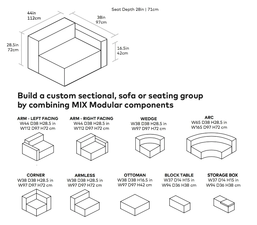 Mix Modular Right Arm Chair