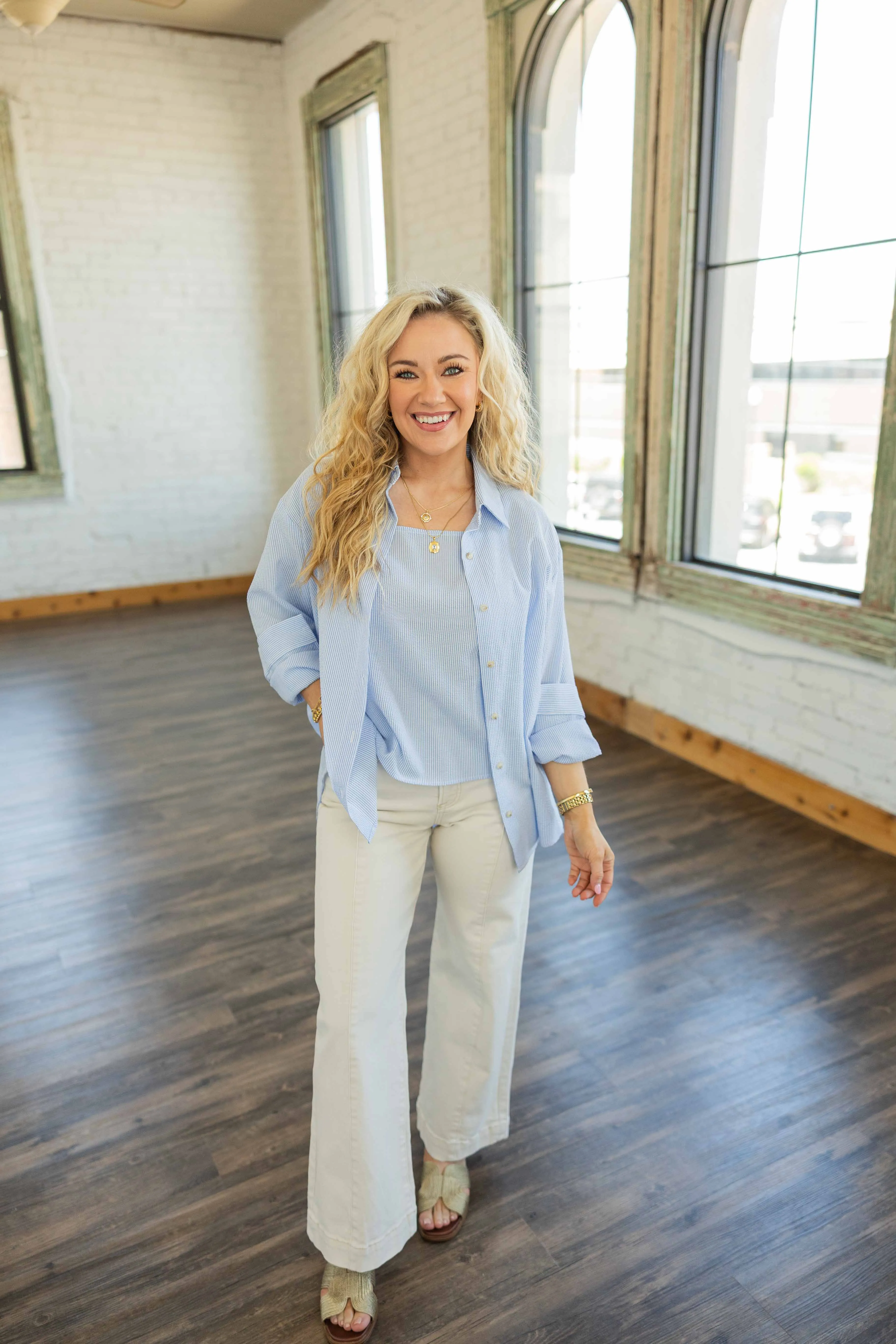 NADIA LONG SLEEVE BUTTON UP SHIRT SET