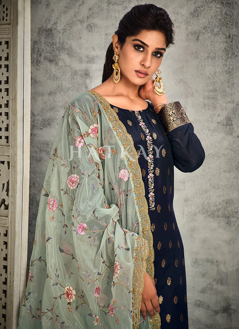 Navy Blue Pakistani Pant Style Salwar Suit