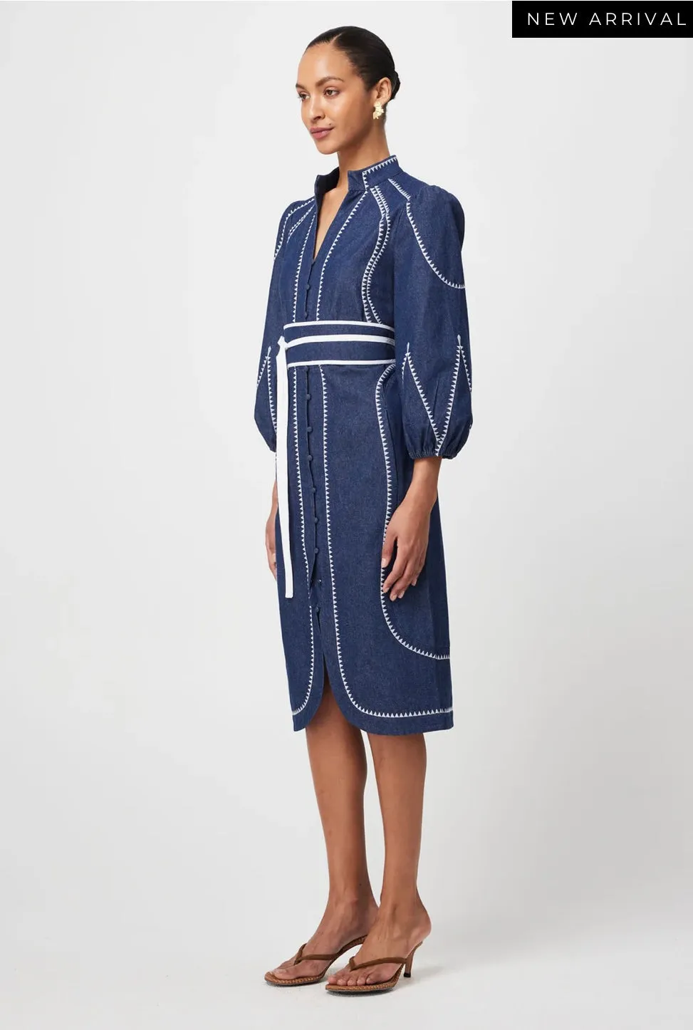 Oncewas II SWANSON Embroidered Denim Dress