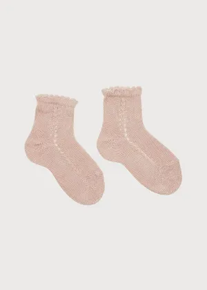 Openwork short socks - Dusty Pink (3mths-8yrs)