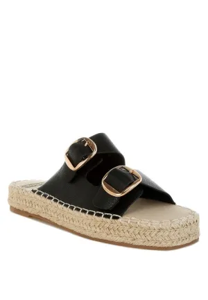 Palala Genuine Soft Leather Square Toe Espadrilles