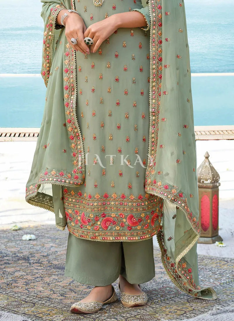 Pale Green Pakistani Pant Suit