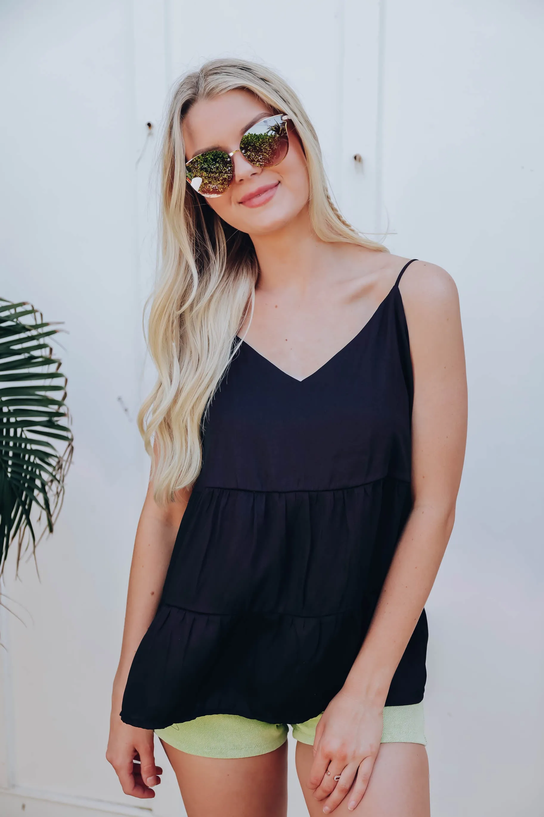 Penelope Tiered Black Cami