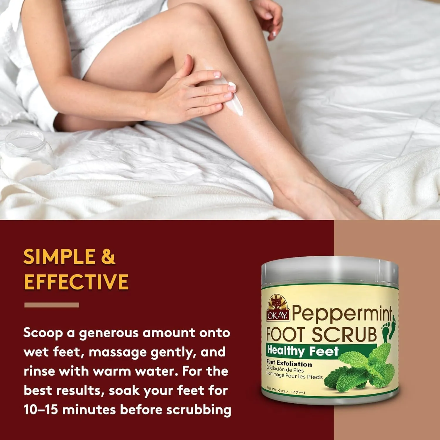 Peppermint Foot Scrub - Exfoliating Foot Scrub, Foot Exfoliator, Great for Cracked Heels, Pedicures, Dead Skin Remover, Exfoliant for Calluses, Moisturizer for Dry Skin - 6 Oz (Pack of 1)
