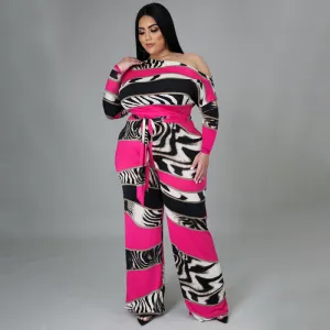Peyton Plus Size One-Shoulder Printed Wide-Leg Jumpsuit