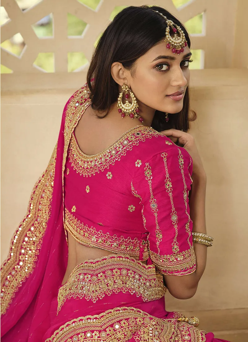 Pink Embroidered Designer Party Wear Saree