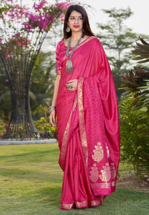 Pink Indian Banarasi Silk Saree