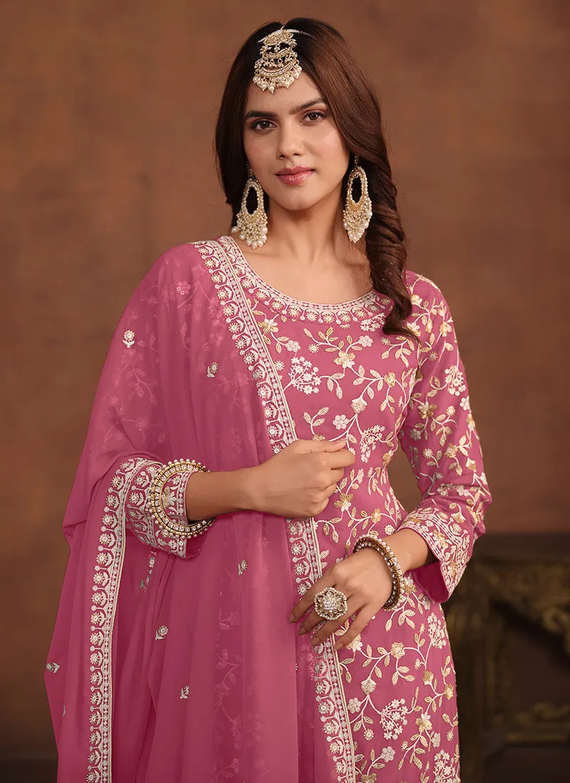Pink Traditional Georgette Gharara Suit