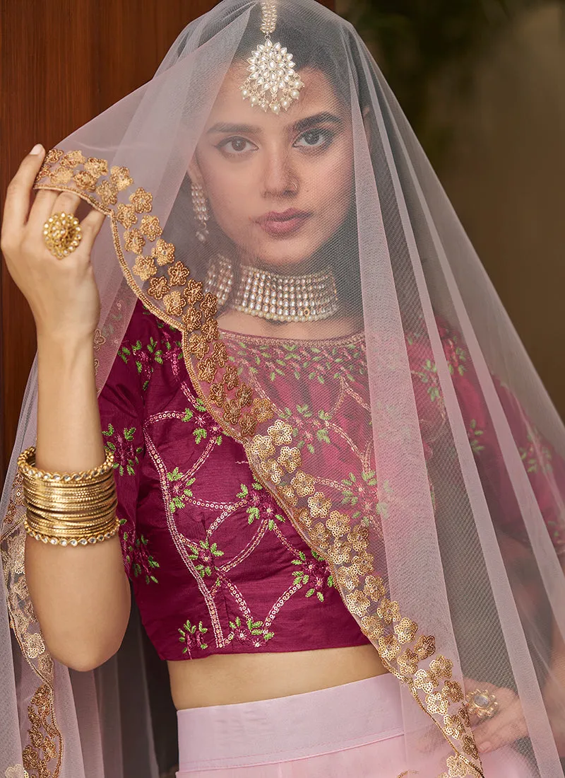 Pink Two Tone Sequence Embroidery Designer Lehenga Choli
