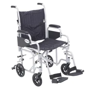 Poly Fly Light Weight Transport Chair Wheelchair with Swing away Footrests, 20" Seat - 1 Each