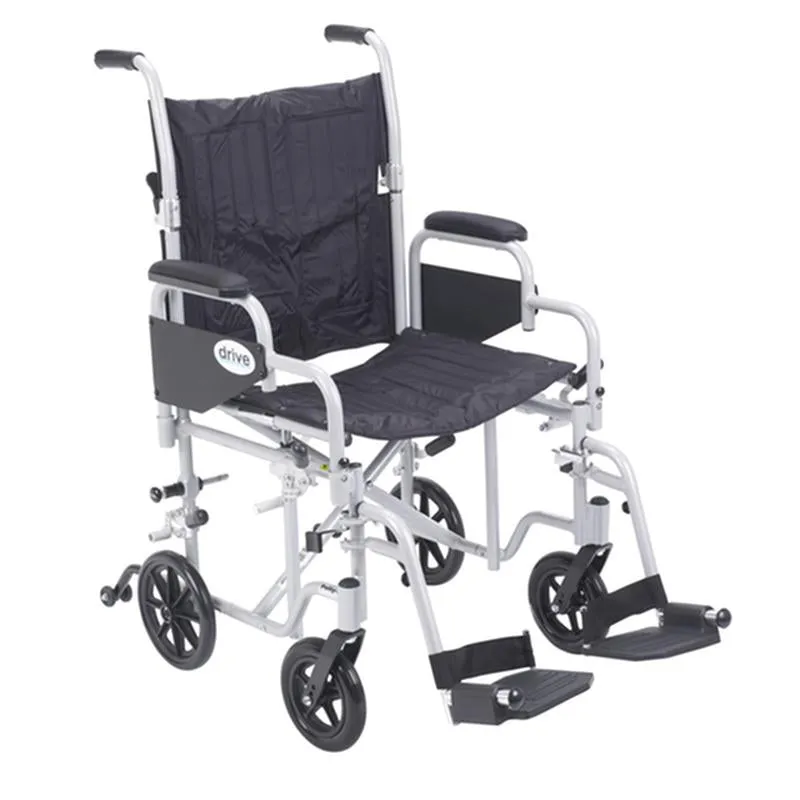 Poly Fly Light Weight Transport Chair Wheelchair with Swing away Footrests, 20" Seat - 1 Each