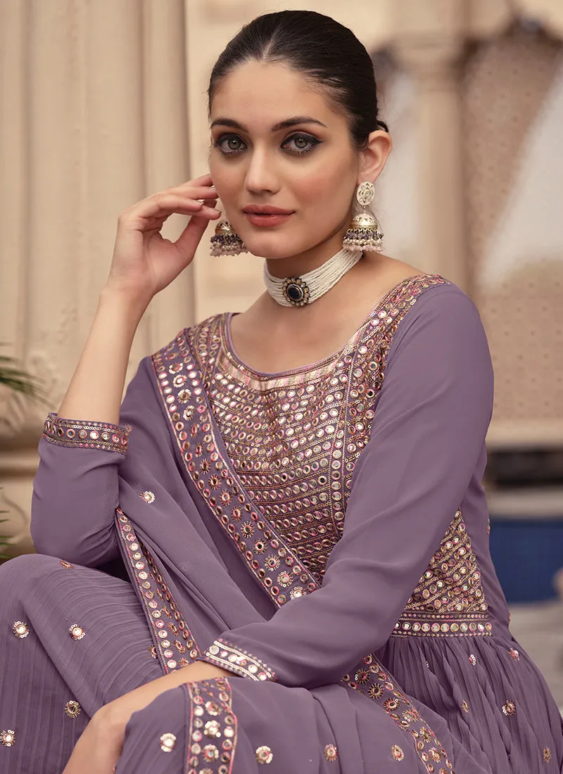 Purple Multi Embroidery Festive Anarkali Suit