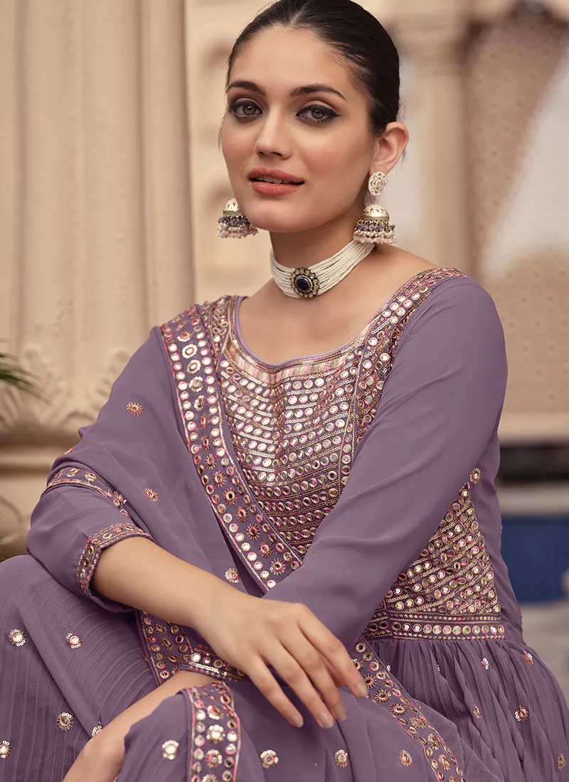 Purple Multi Embroidery Festive Anarkali Suit