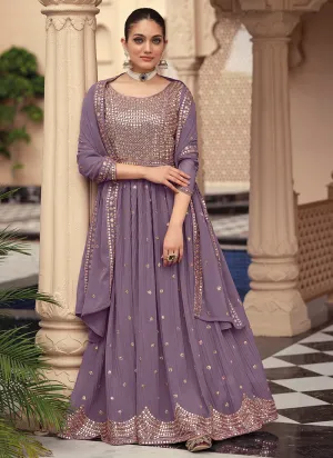 Purple Multi Embroidery Festive Anarkali Suit